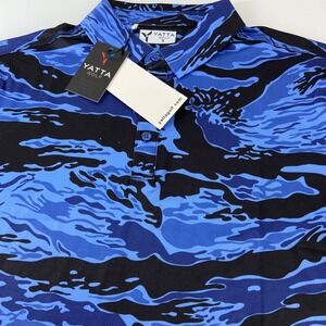 Yatta Golf Mens Size S Polo Shirt Tiger Camo Urban Blue Black Short Sleeve NEW